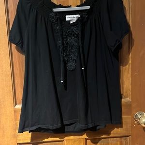 Black ruffled shirt